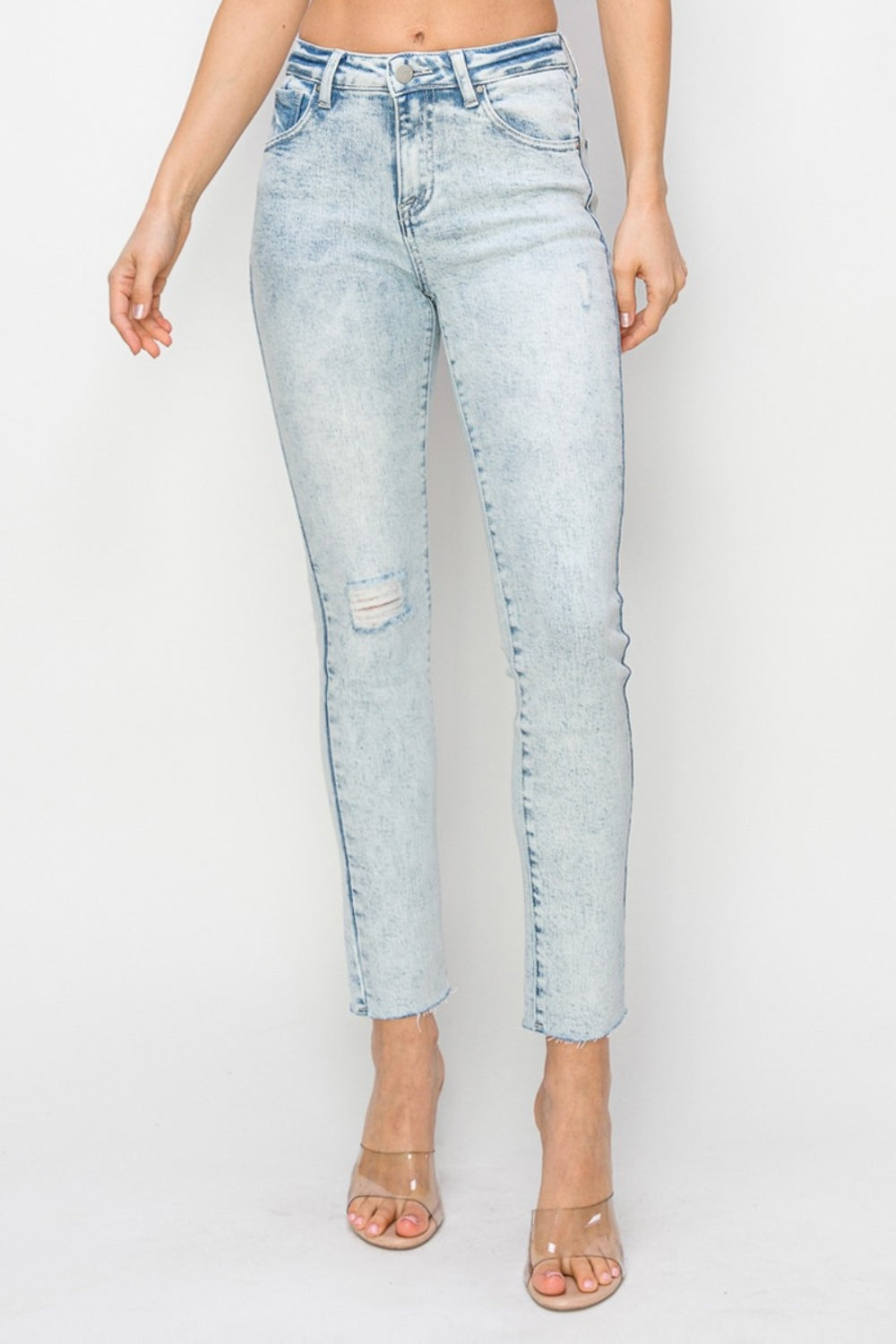 Jean skinny taille haute effet vieilli Risen