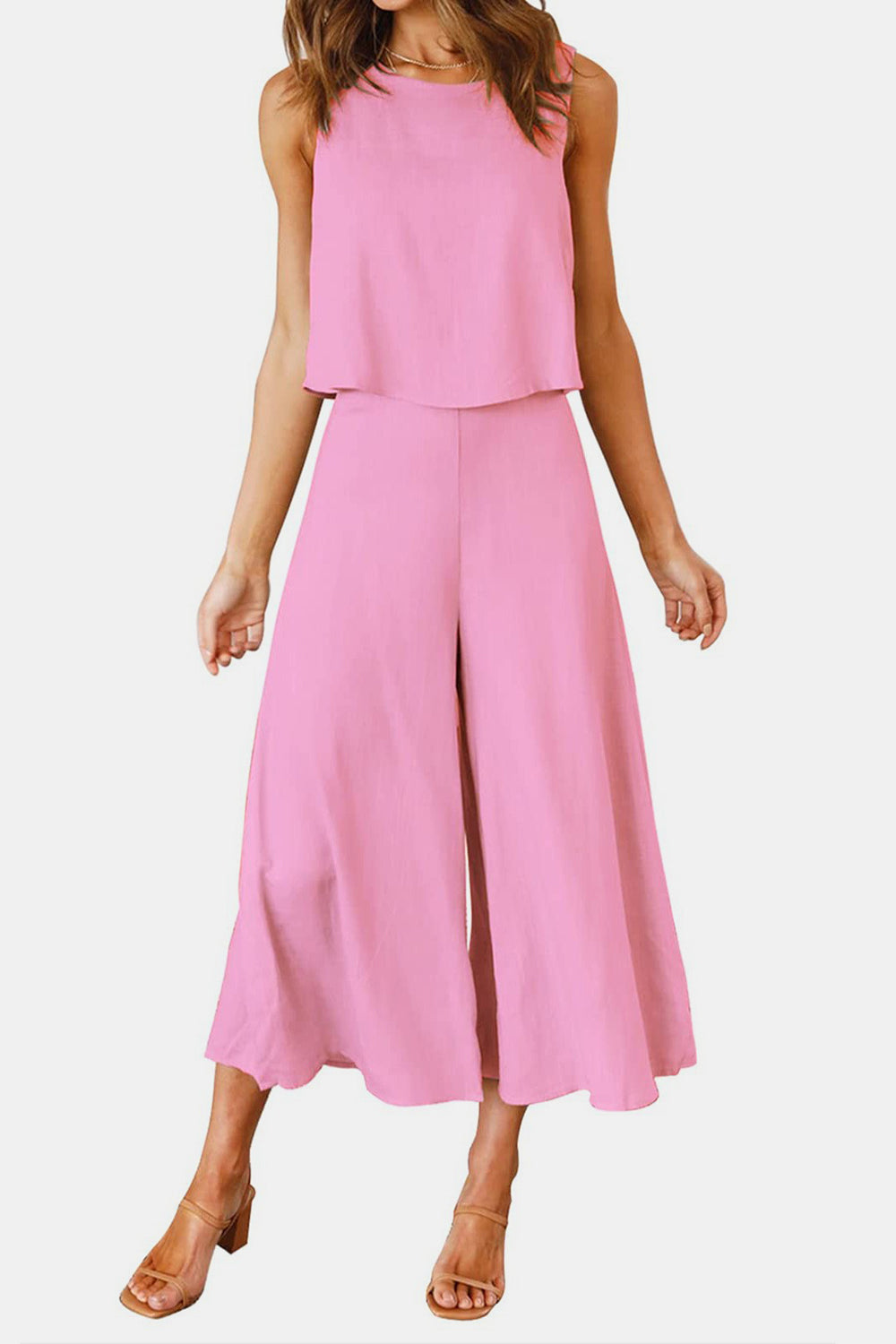 Ensemble haut à col rond et pantalon large