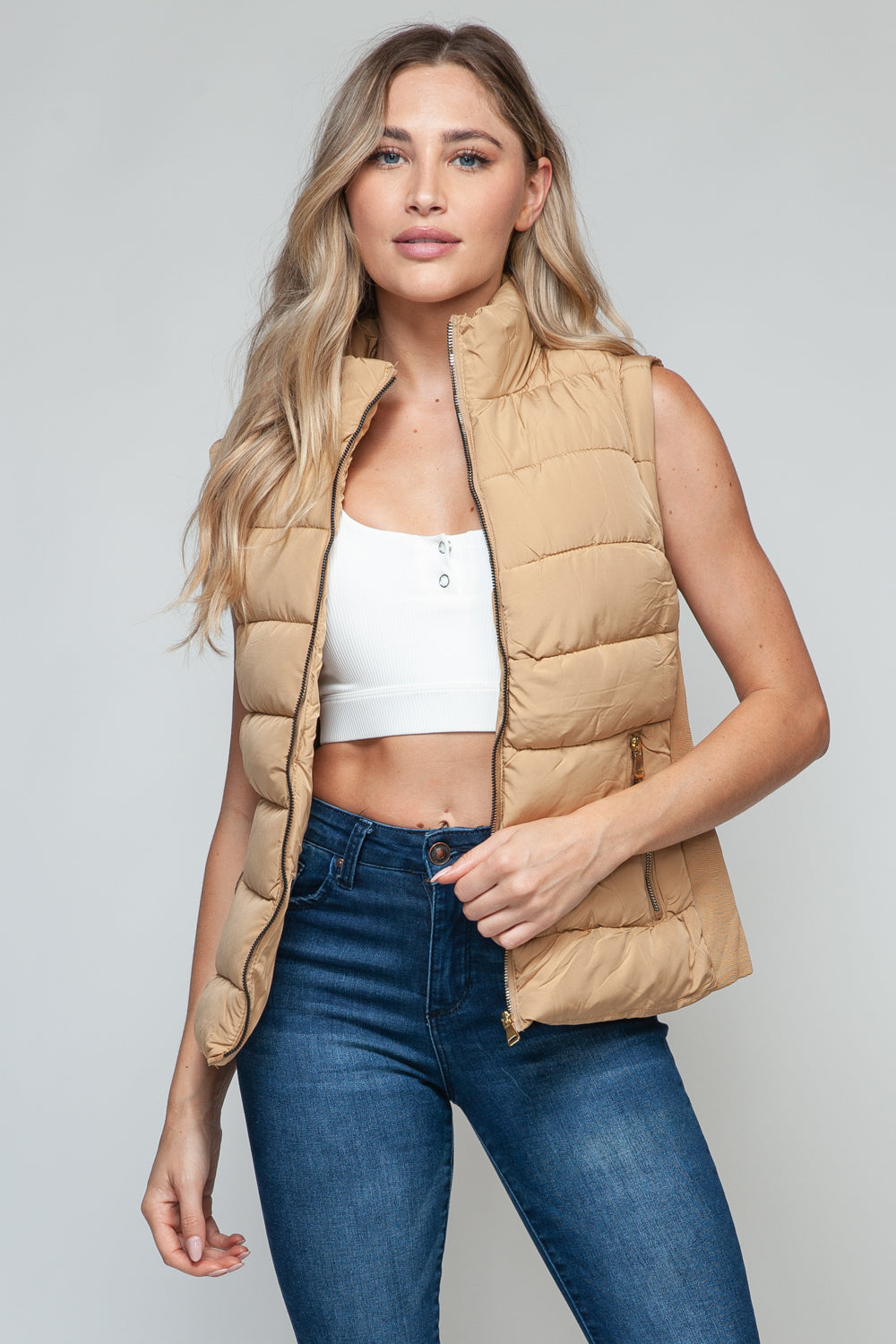 Gilet à col roulé zippé snob avec poches