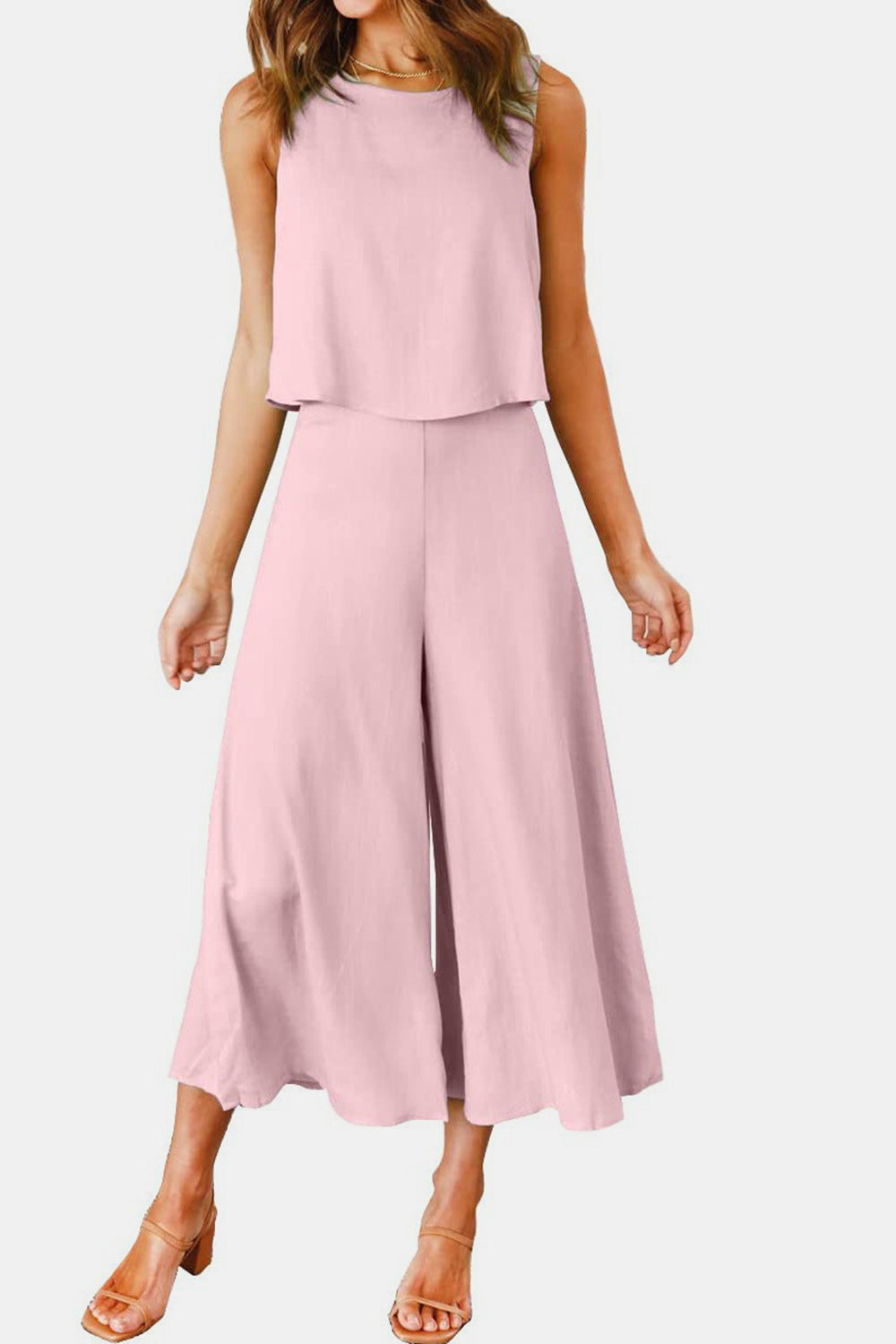 Ensemble haut à col rond et pantalon large