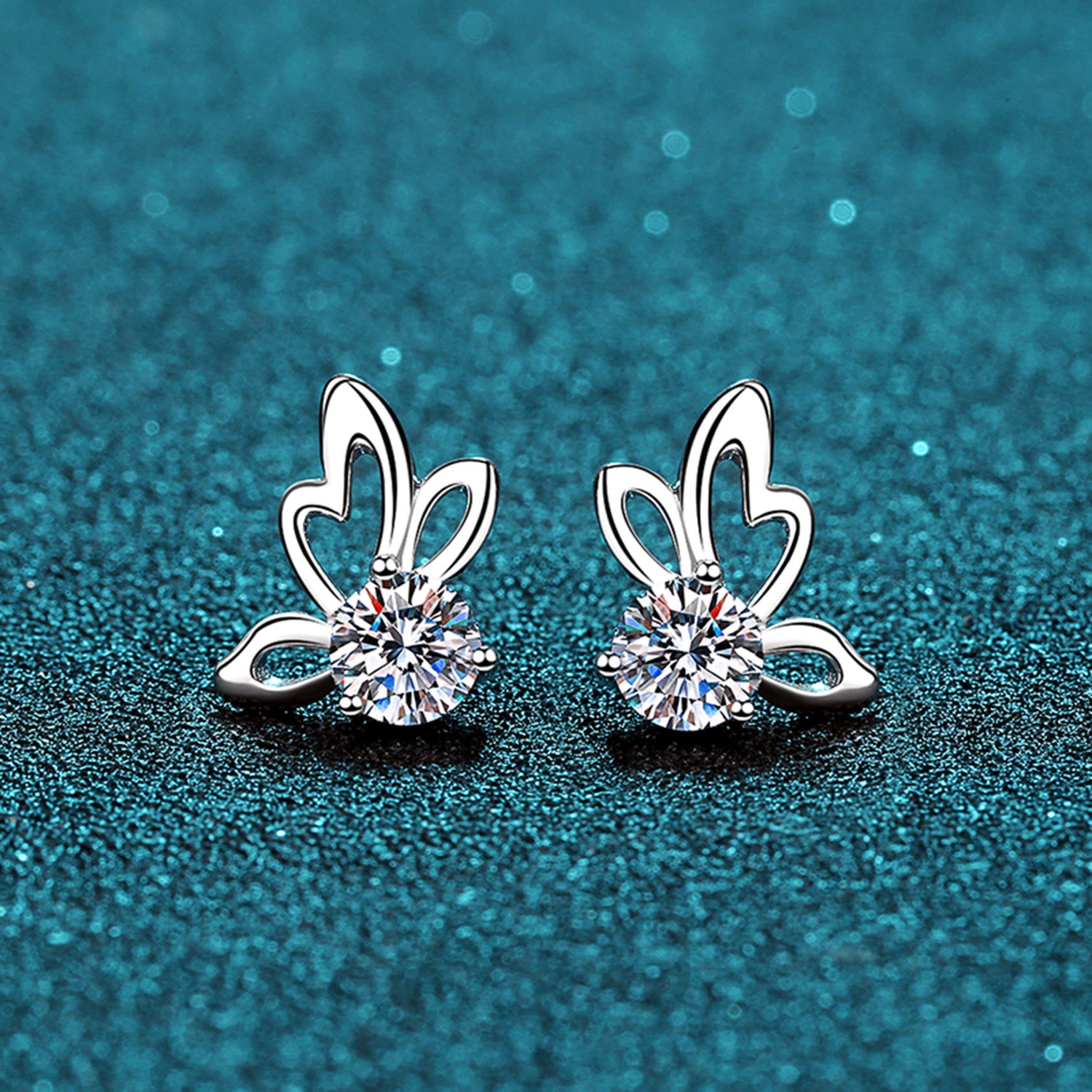 Boucles d'oreilles papillon en moissanite 1 carat