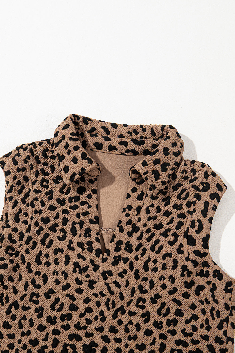 Mini-robe sans manches à col Johnny léopard