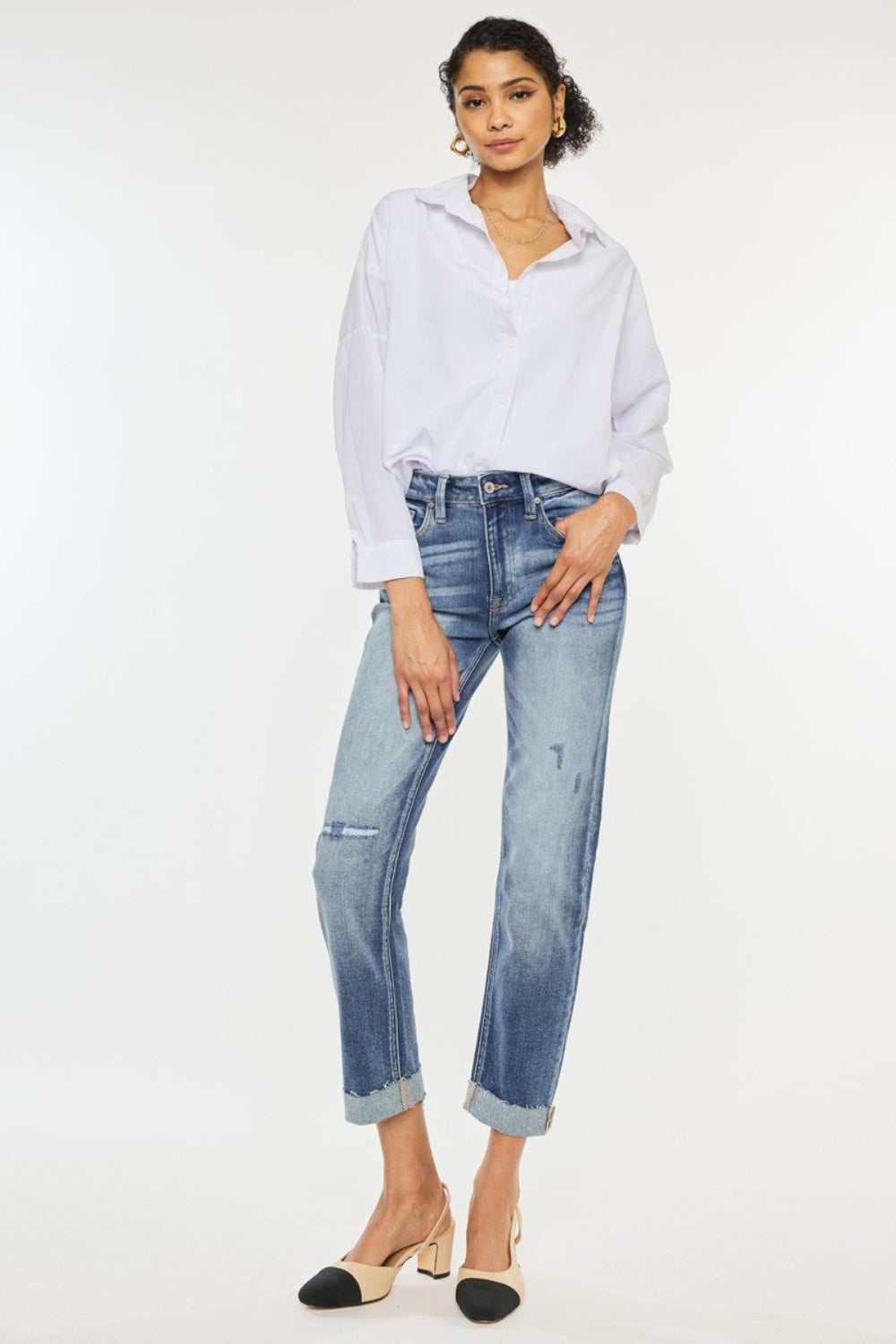 Jean droit taille haute Kancan à revers