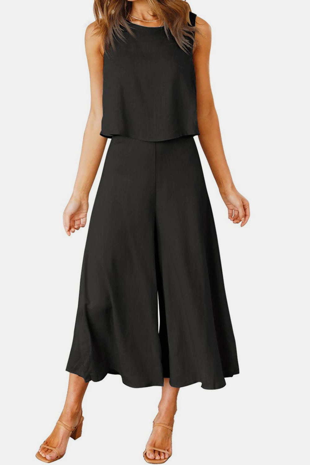 Ensemble haut à col rond et pantalon large