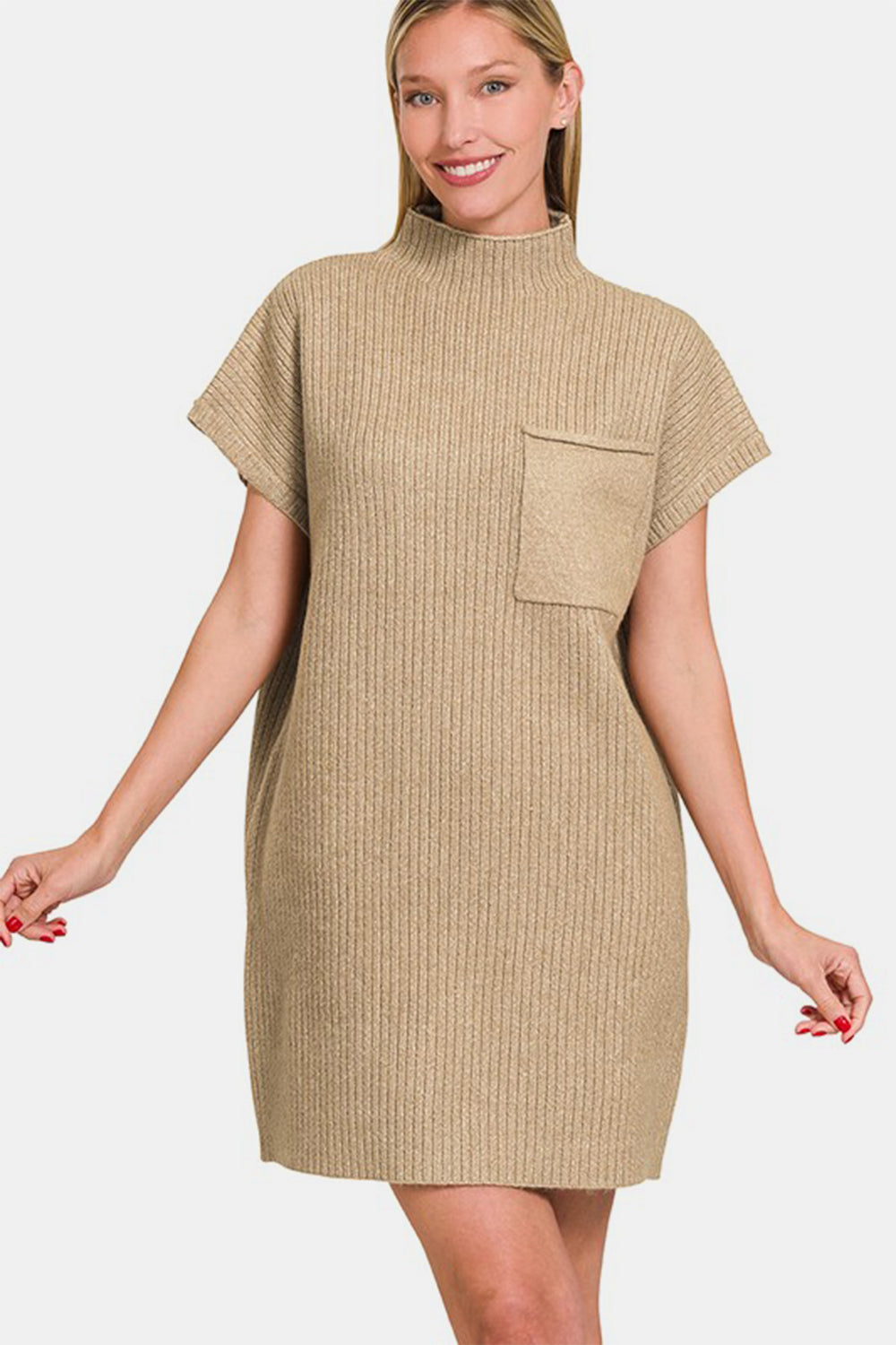 Robe mini-pull à manches courtes Zenana