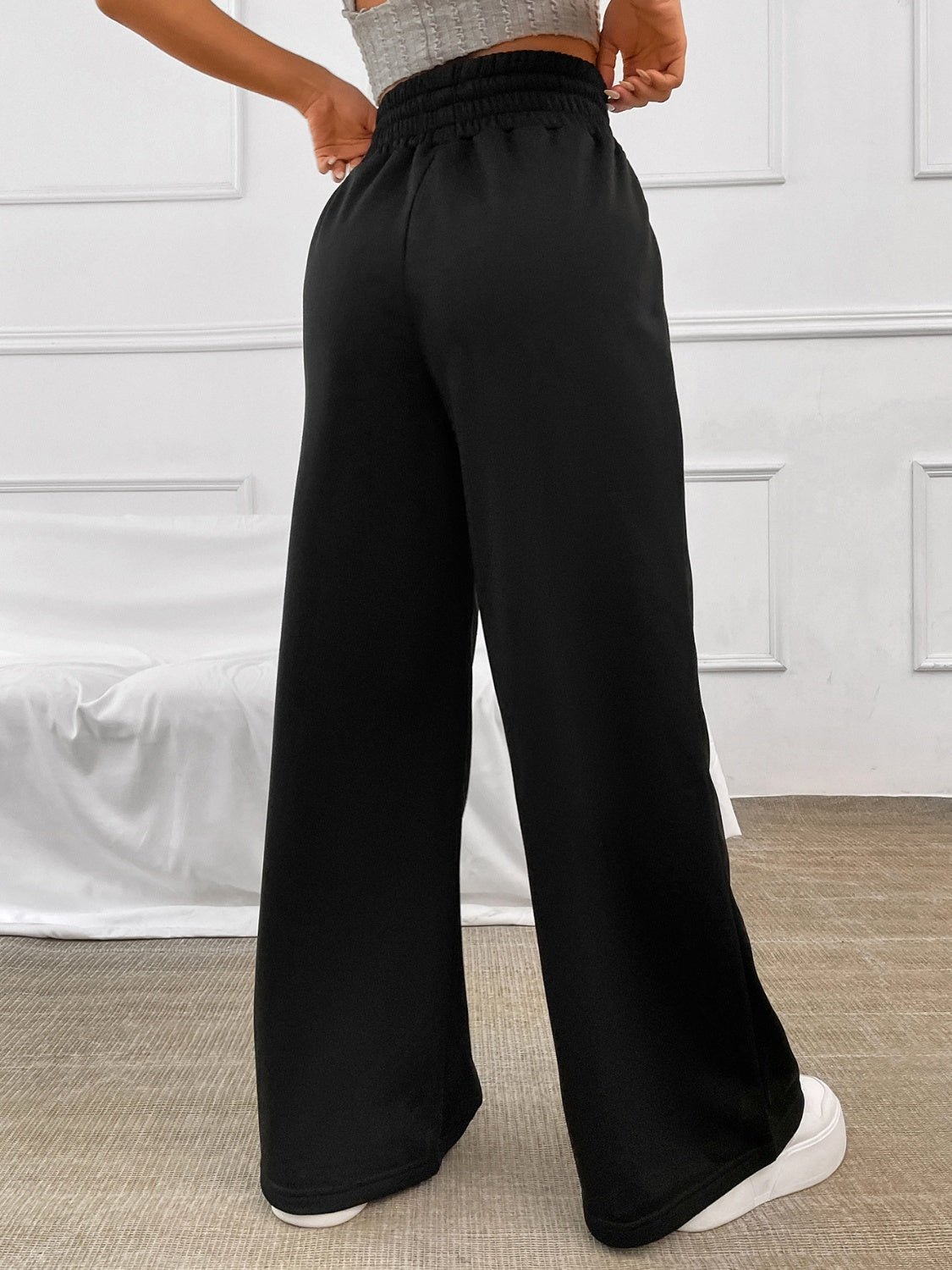 Pantalon large à taille élastique et cordon de serrage Honey