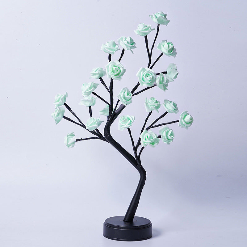 Lampe de table en forme d'arbre à fleurs et de roses, veilleuse féerique, alimentée par USB, idéale pour un mariage, la Saint-Valentin ou Noël.