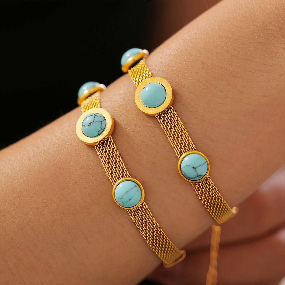Bracelet en acier titane turquoise