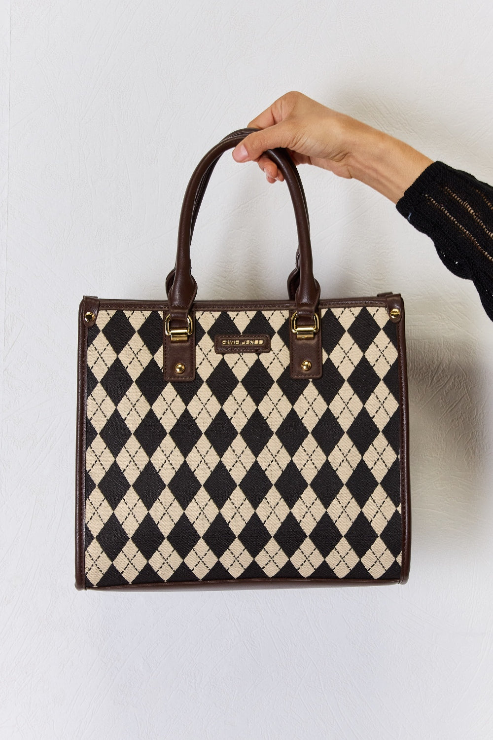 Sac à main en cuir PU à motif losanges David Jones