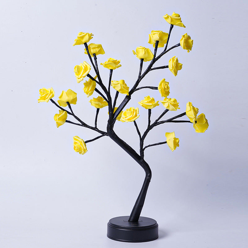 Lampe de table en forme d'arbre à fleurs et de roses, veilleuse féerique, alimentée par USB, idéale pour un mariage, la Saint-Valentin ou Noël.