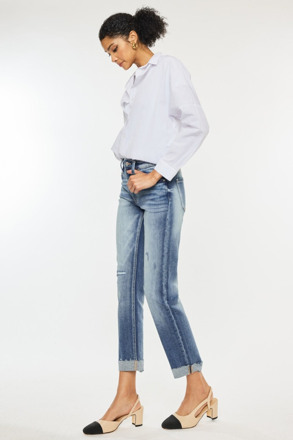 Jean droit taille haute Kancan à revers