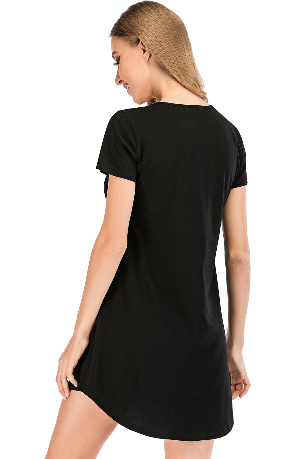 Robe longue à manches courtes et col rond