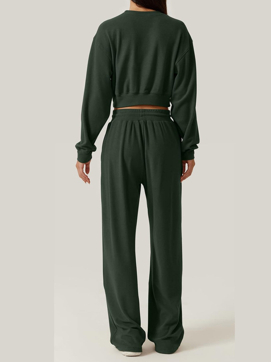Ensemble haut à col rond croisé et pantalon à cordon de serrage