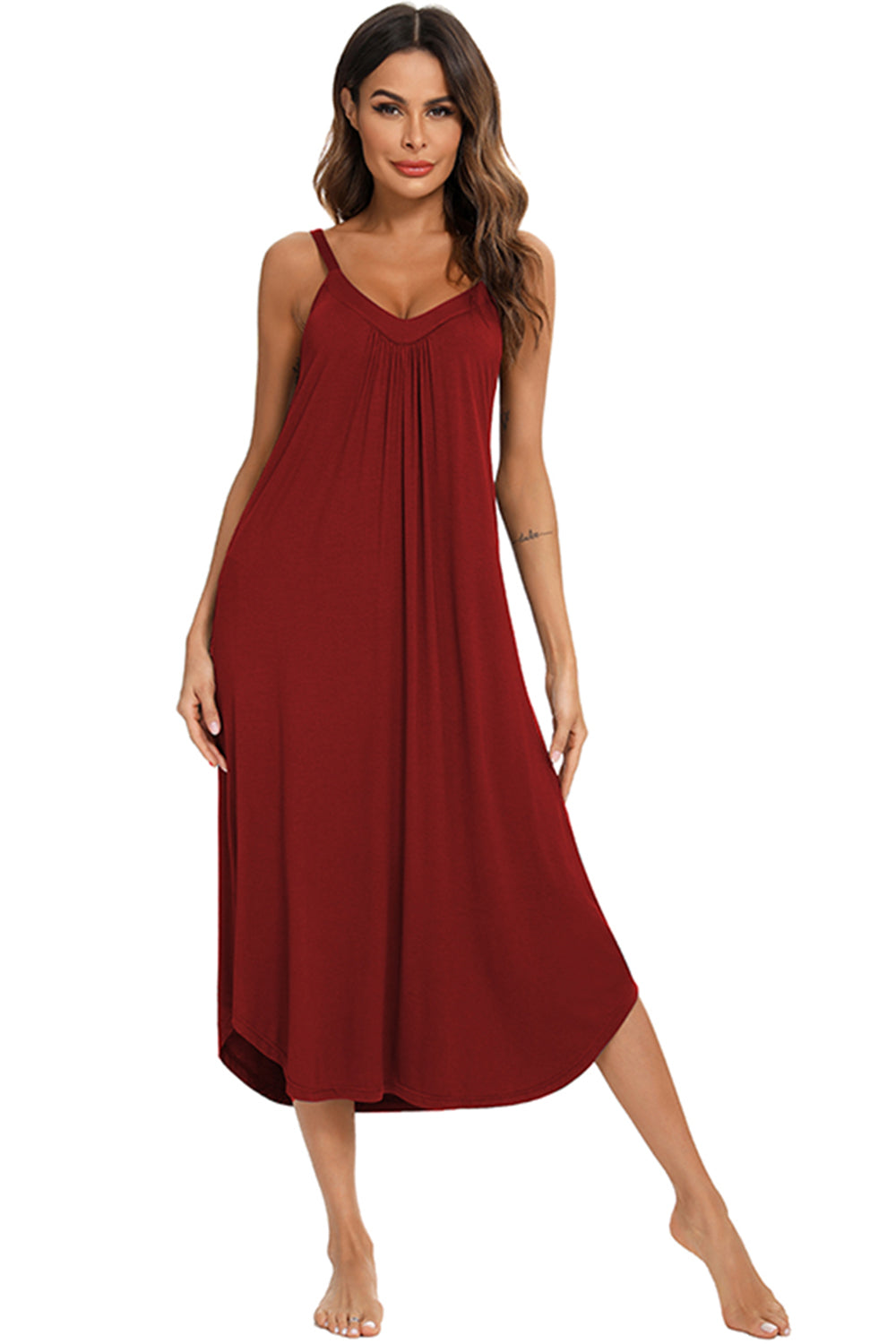 Robe midi décontractée à col en V