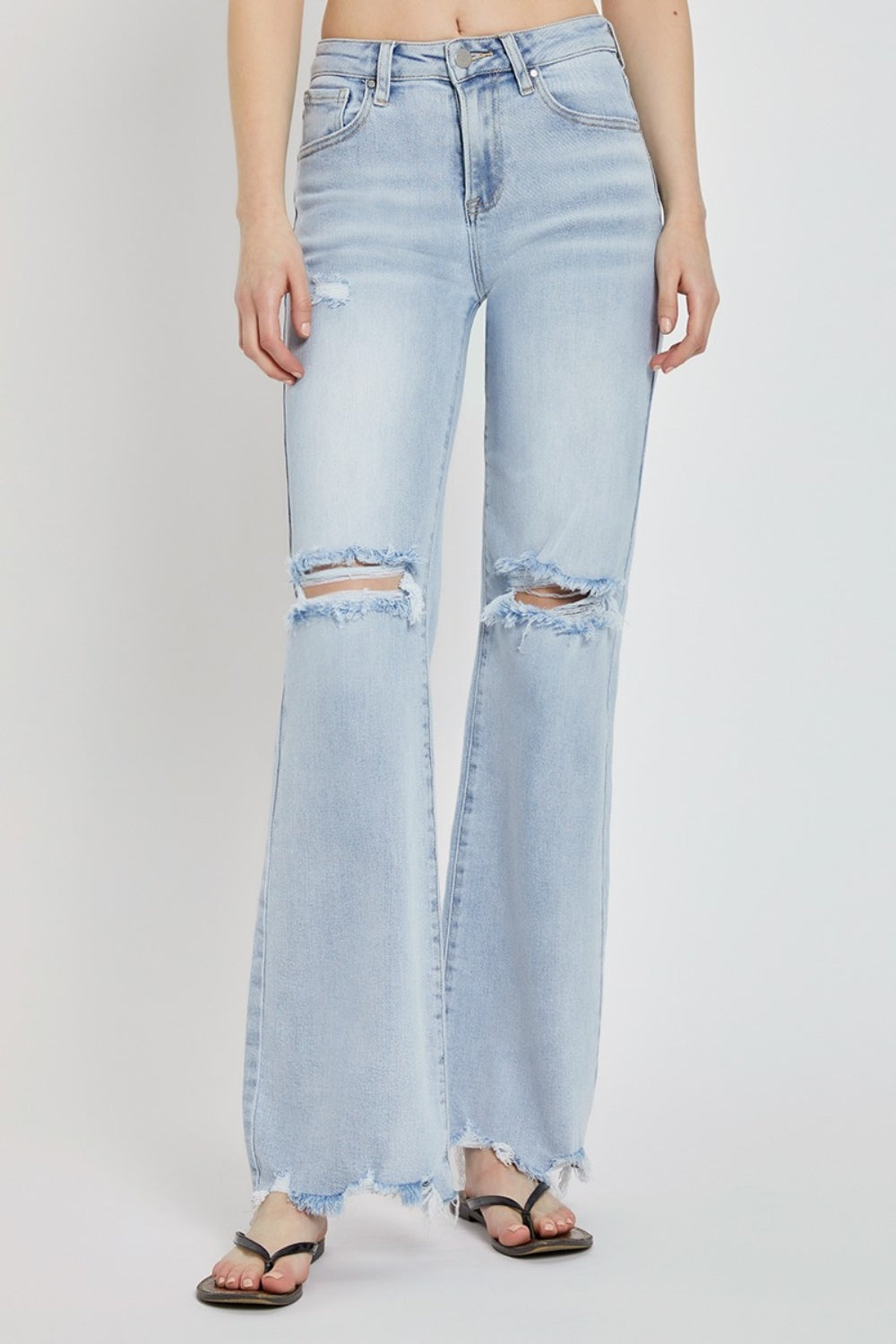 Jean large taille haute RISEN à effet usé