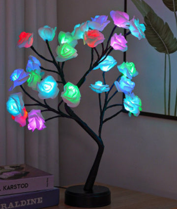 Lampe de table en forme d'arbre à fleurs et de roses, veilleuse féerique, alimentée par USB, idéale pour un mariage, la Saint-Valentin ou Noël.