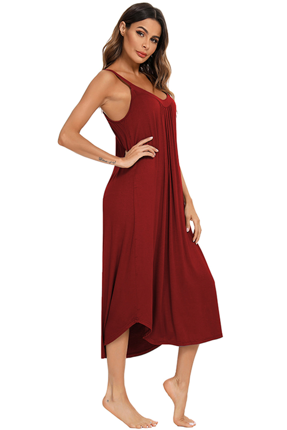 Robe midi décontractée à col en V