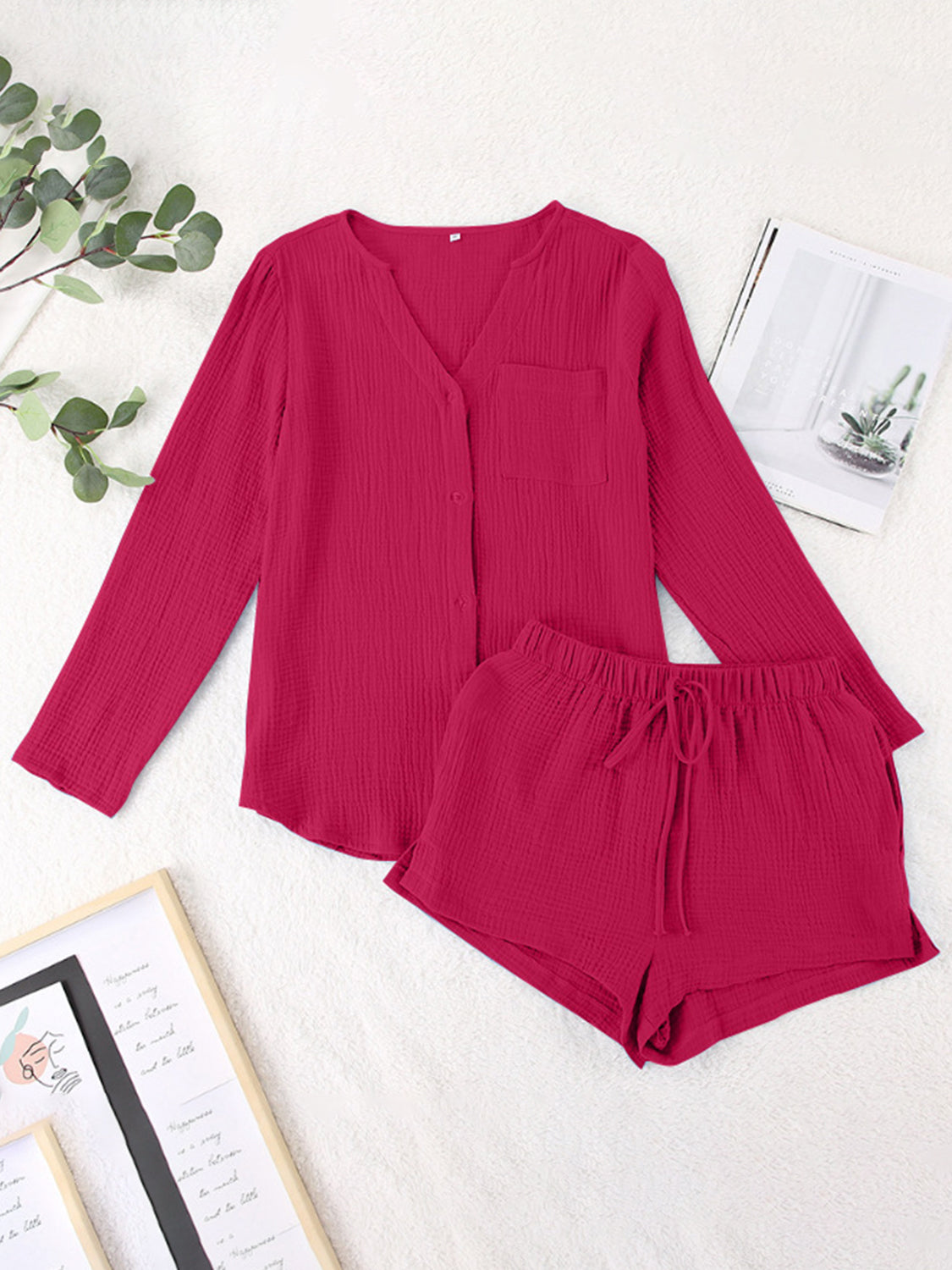 Ensemble haut à manches longues et short crantés