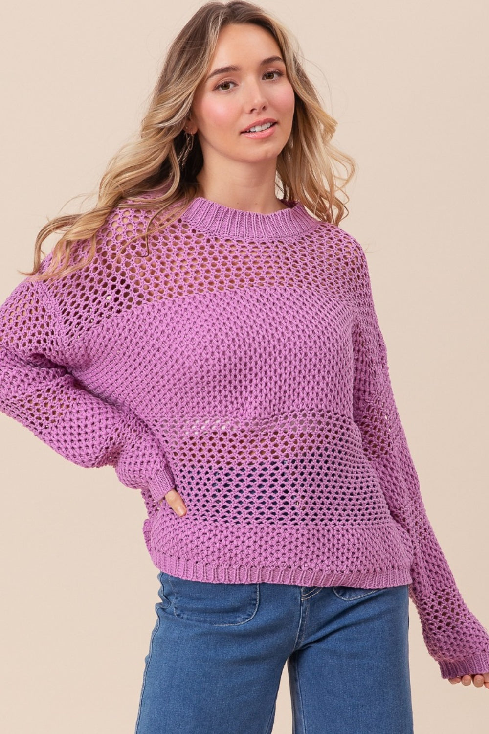 Haut en tricot ajouré à manches longues BiBi
