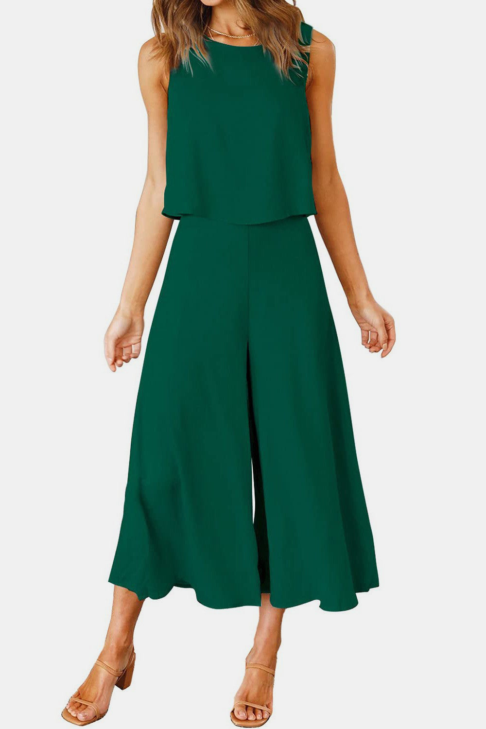 Ensemble haut à col rond et pantalon large