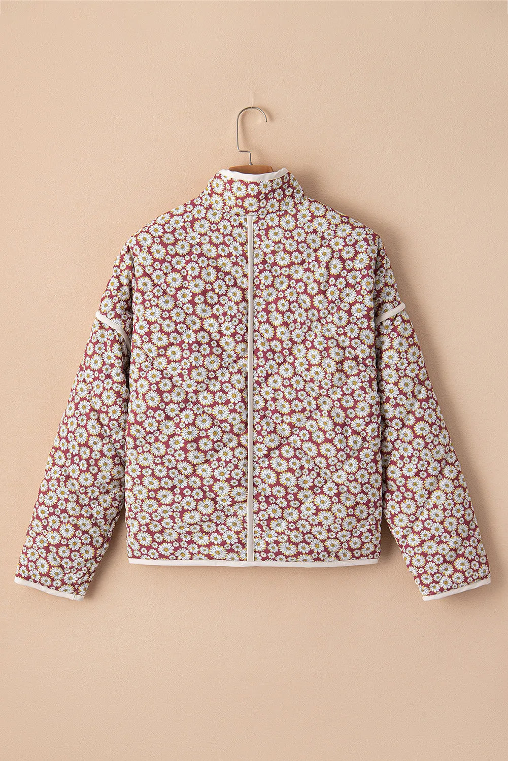 Manteau à col montant et boutons-pression à fleurs