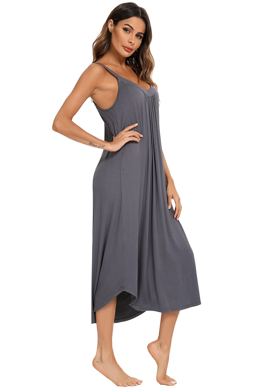 Robe midi décontractée à col en V