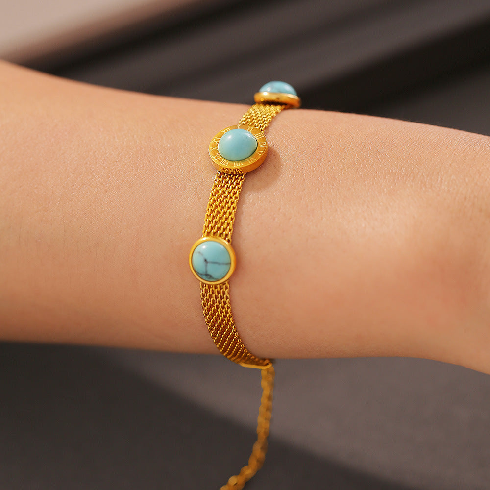 Bracelet en acier titane turquoise