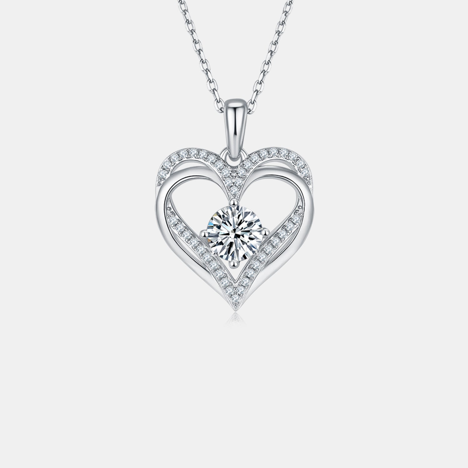 Collier cœur en argent sterling 925 avec moissanite de 1,2 carat