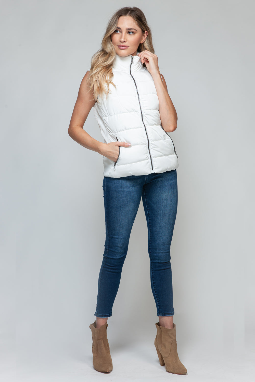 Gilet à col roulé zippé snob avec poches