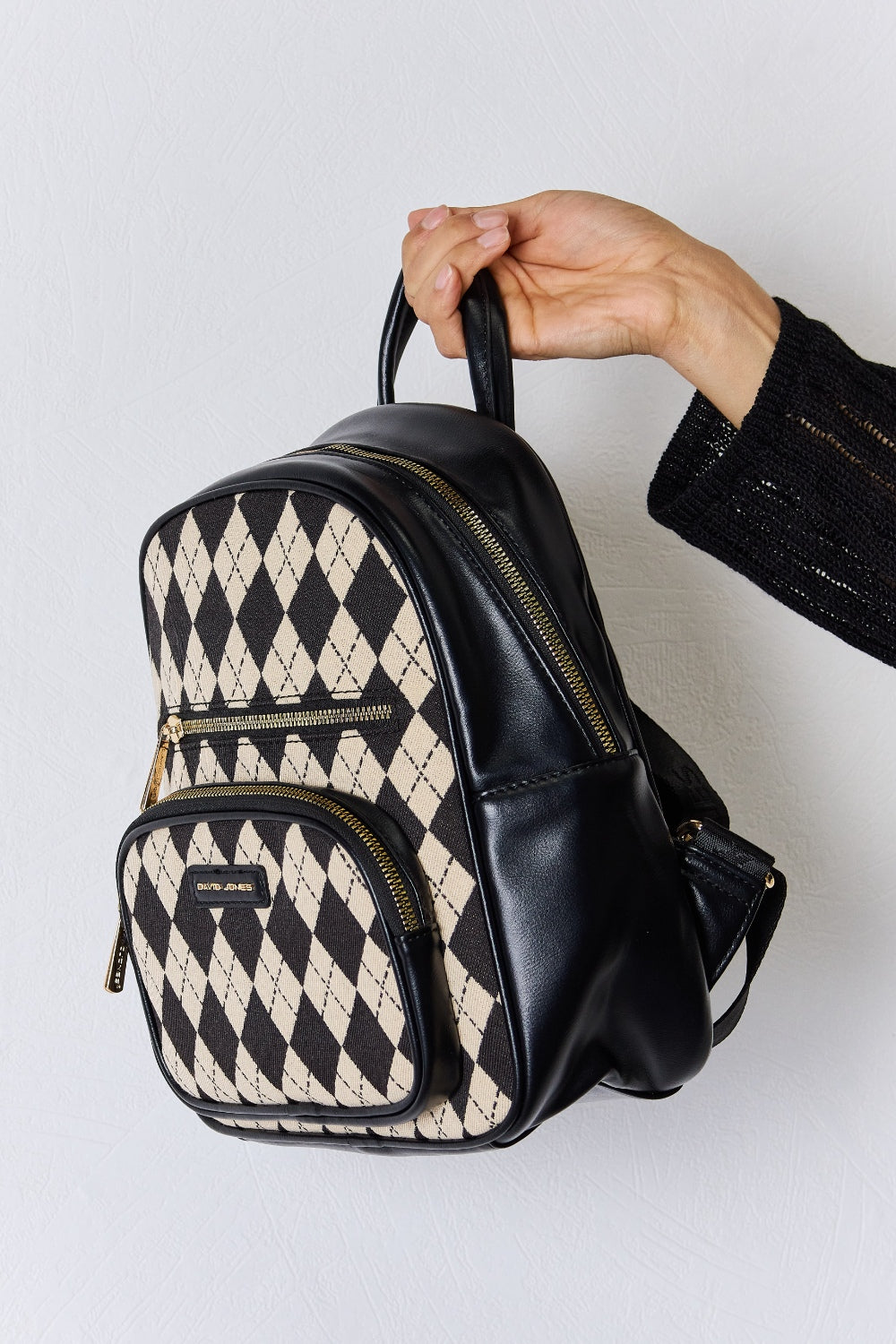 Sac à dos en cuir PU à motif losanges David Jones