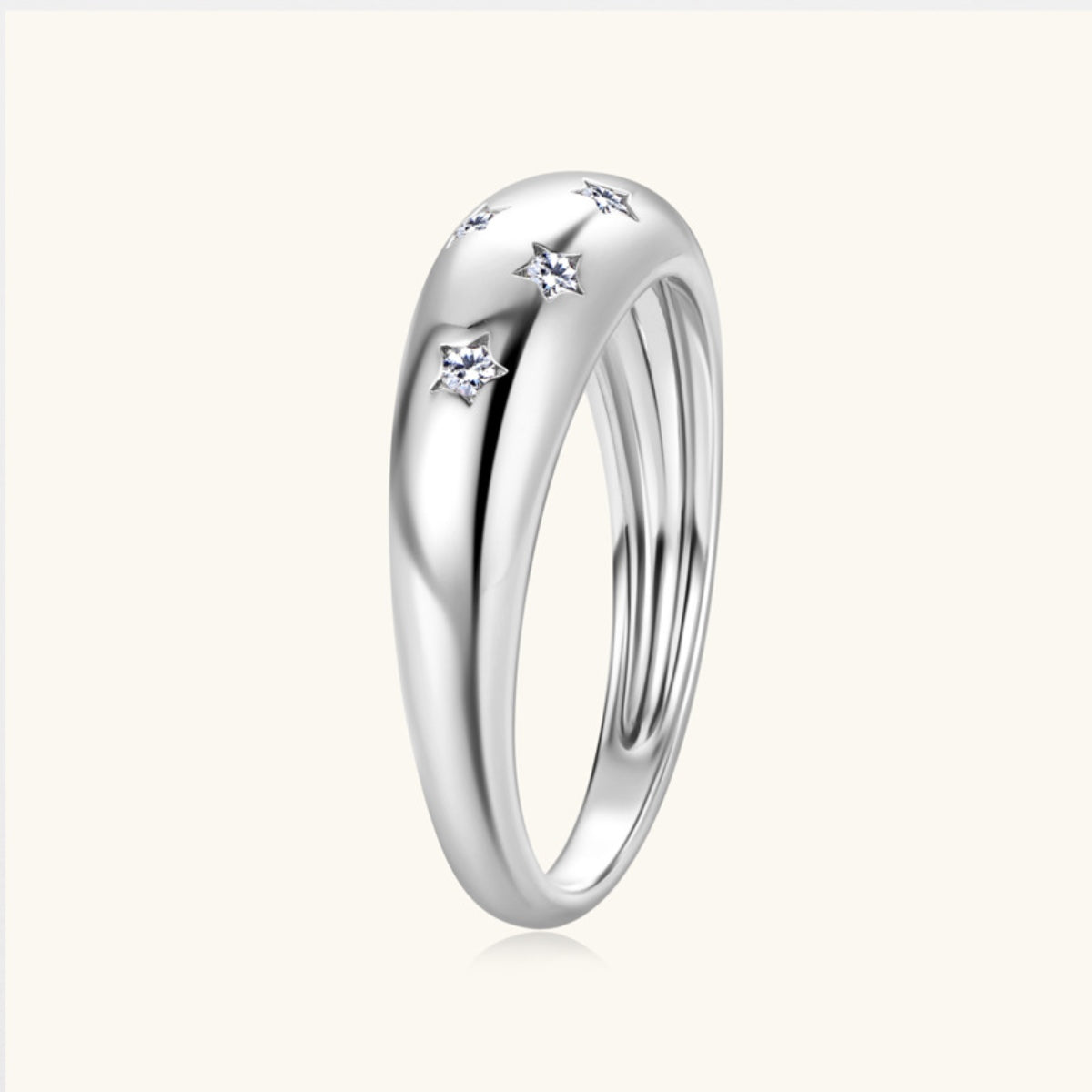 Bague étoile en argent sterling 925 incrustée de moissanite