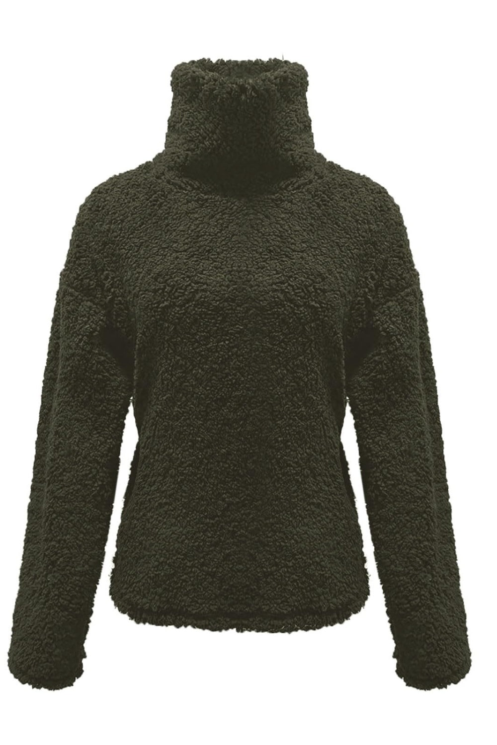 Sweat-shirt à manches longues et col roulé duveteux