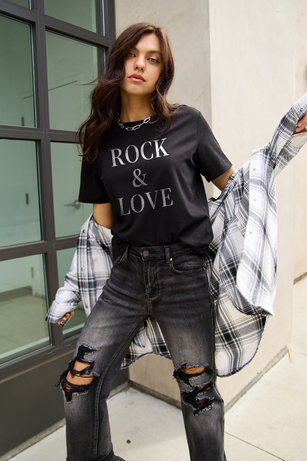 Simply Love Full Size ROCK & LOVE Short Sleeve T-Shirt