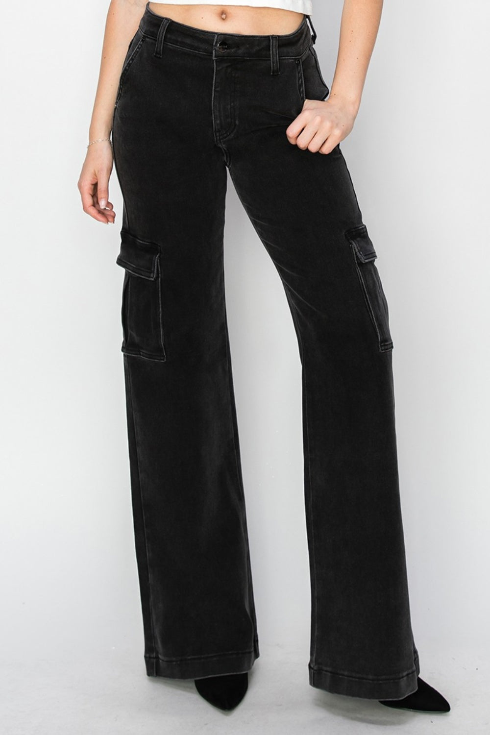 Jean cargo taille haute à jambe large et taille haute Risen