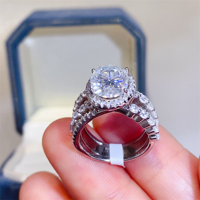 Bague superposée en argent sterling 925 avec moissanite 3 carats
