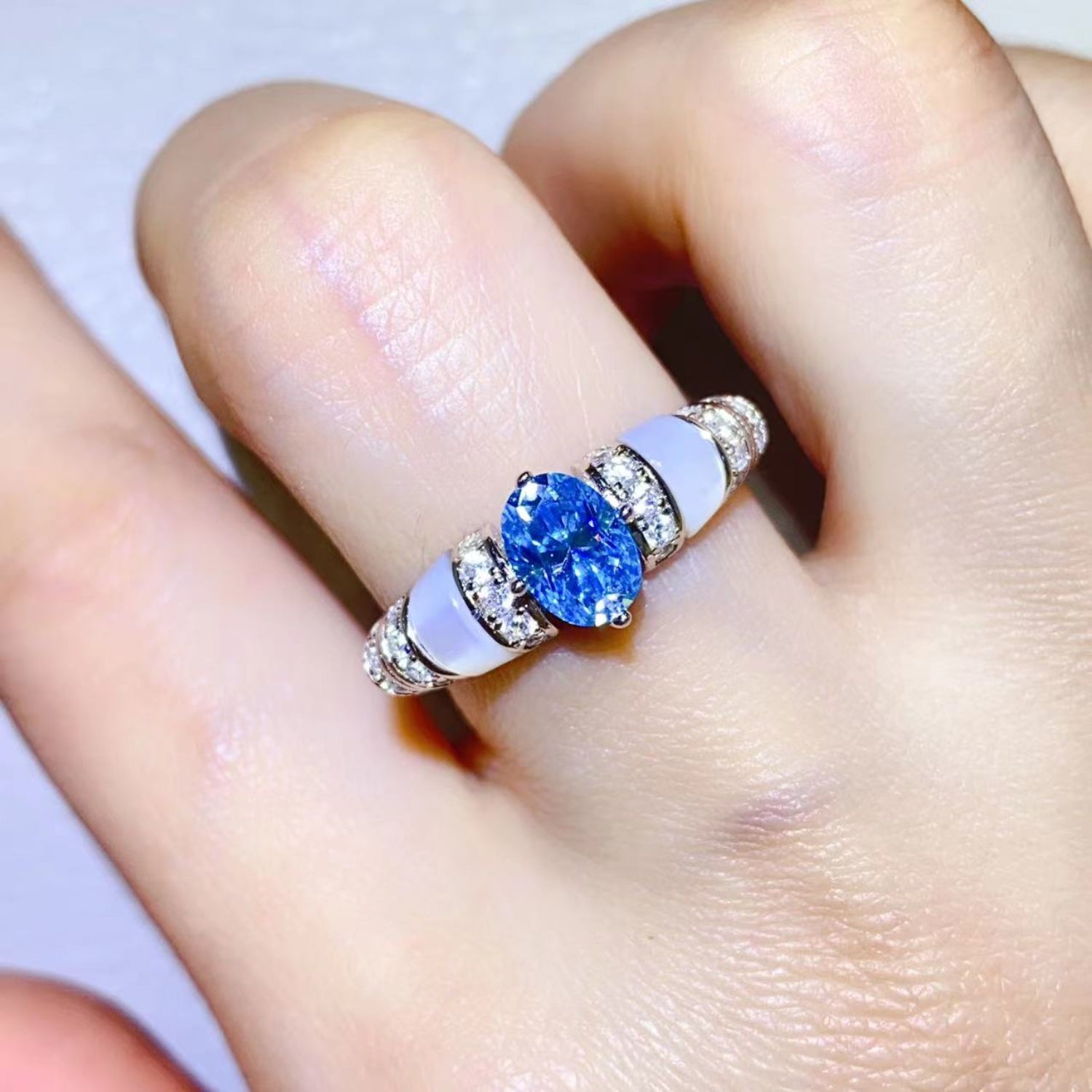 Bague en argent sterling 925 avec moissanite de 1 carat