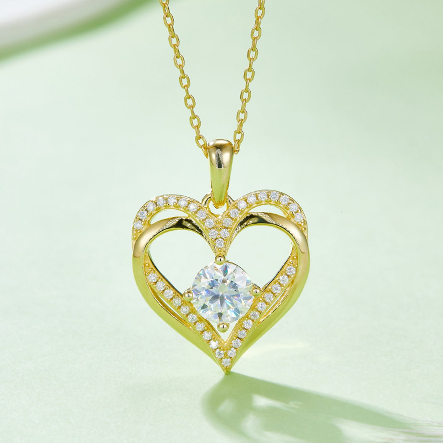 Collier cœur en argent sterling 925 avec moissanite de 1,2 carat
