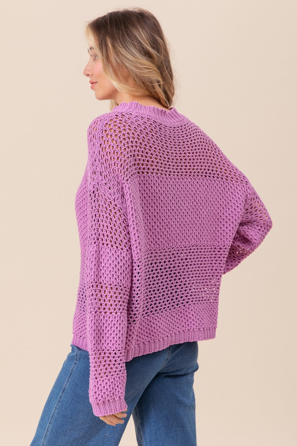 Haut en tricot ajouré à manches longues BiBi
