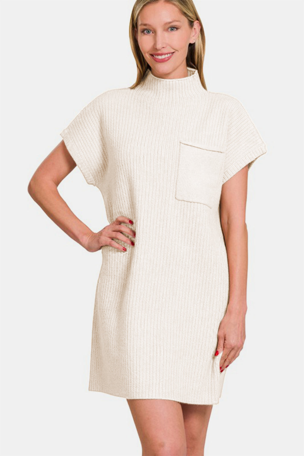 Robe mini-pull à manches courtes Zenana