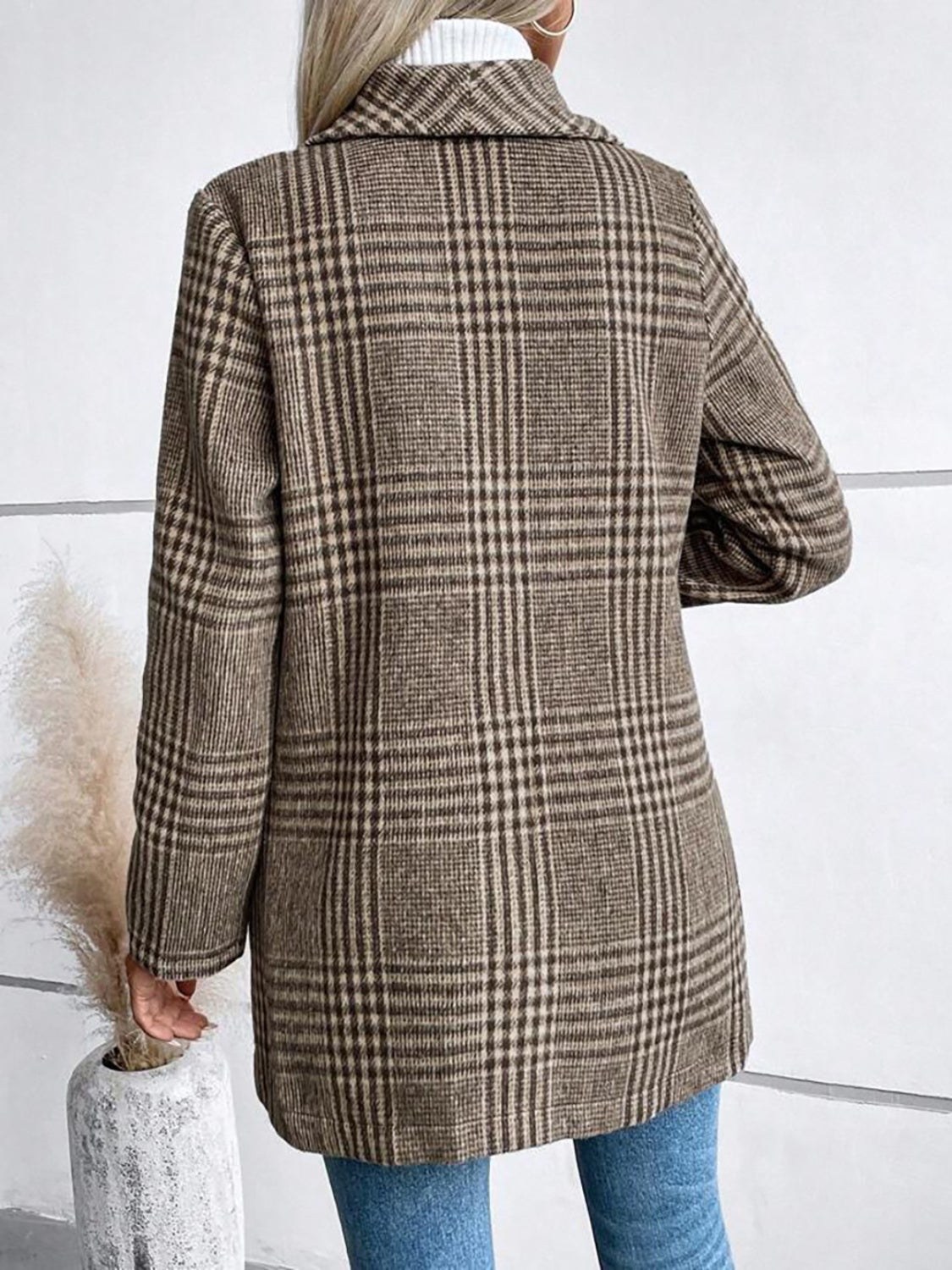 Veste à manches longues et col à carreaux