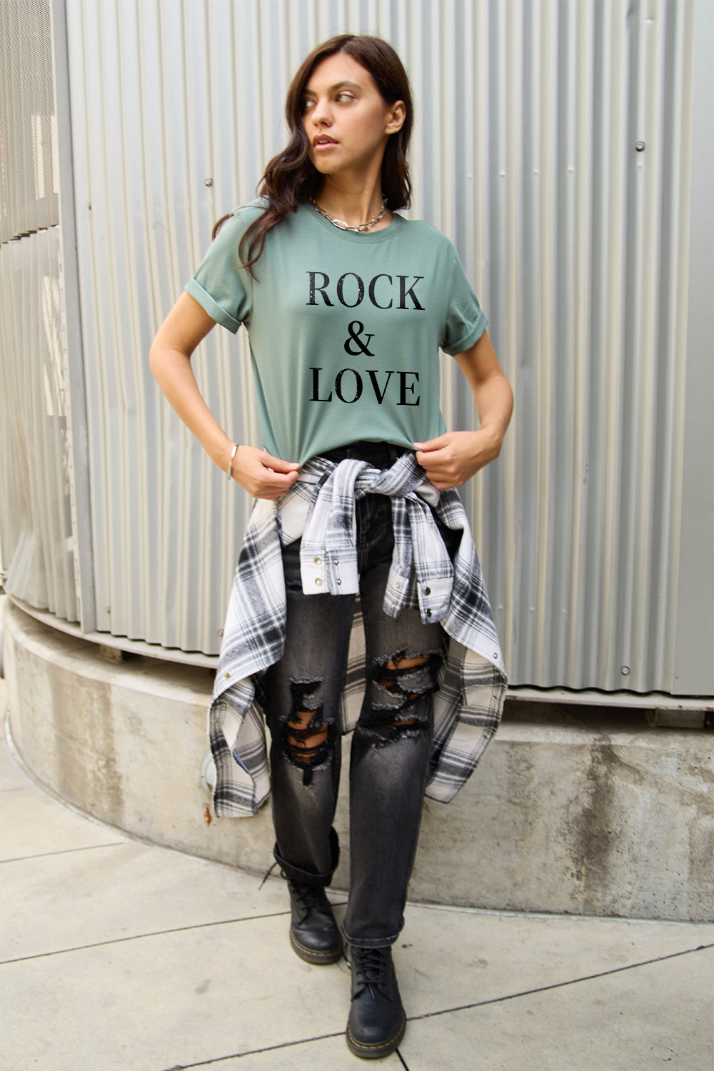 Simply Love Full Size ROCK & LOVE Short Sleeve T-Shirt