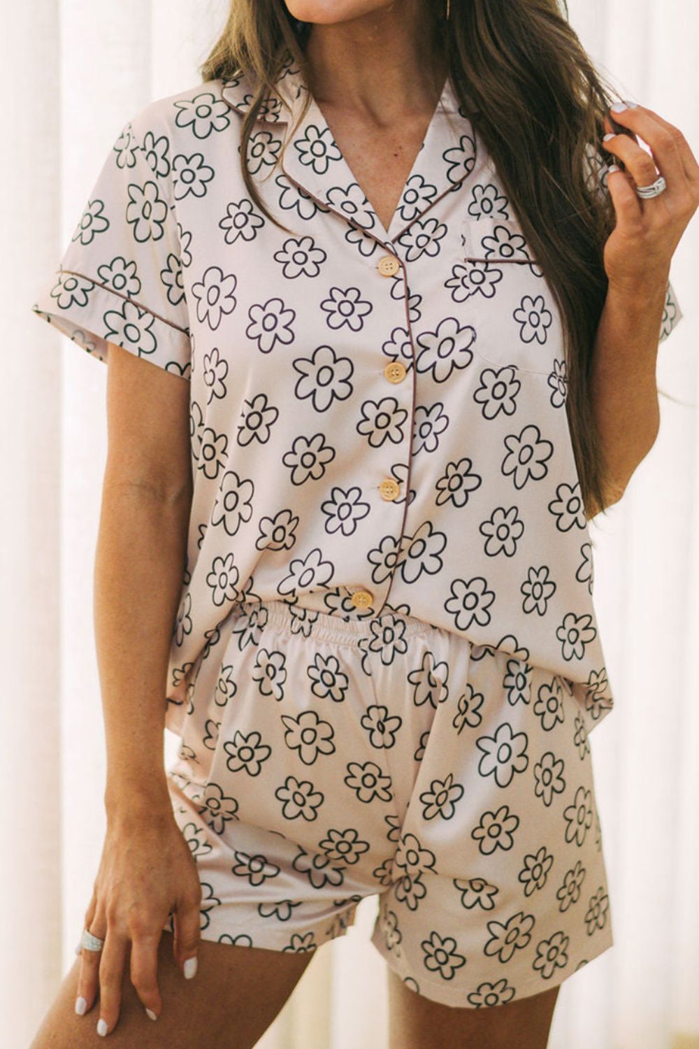 Ensemble de détente haut et short à imprimé floral