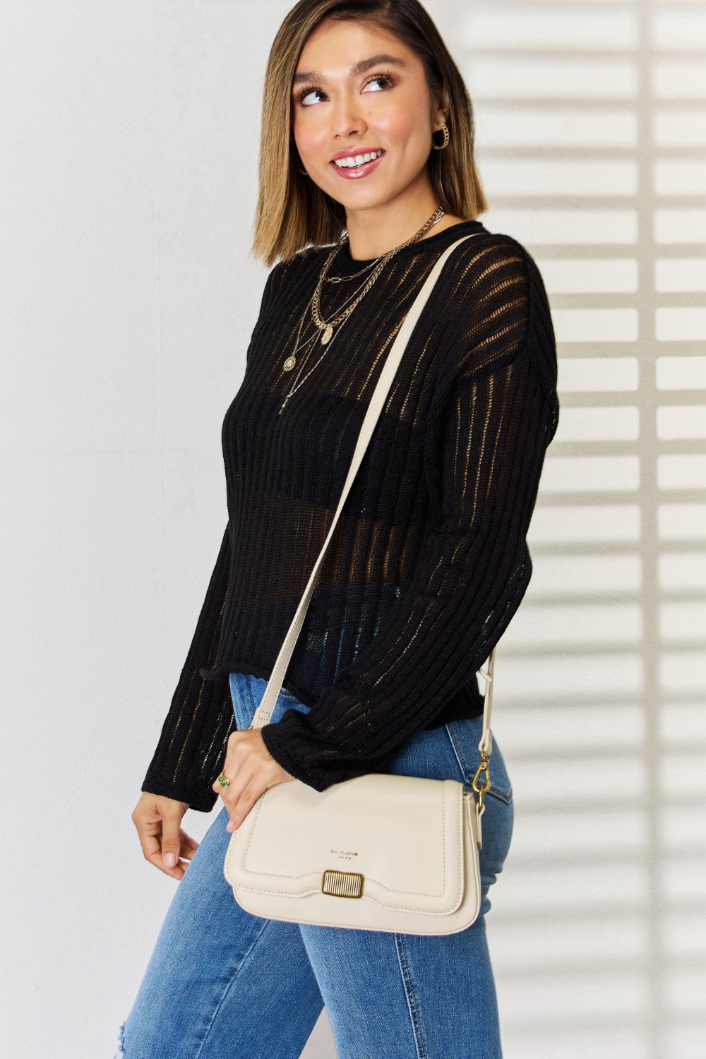Sac bandoulière en cuir PU David Jones