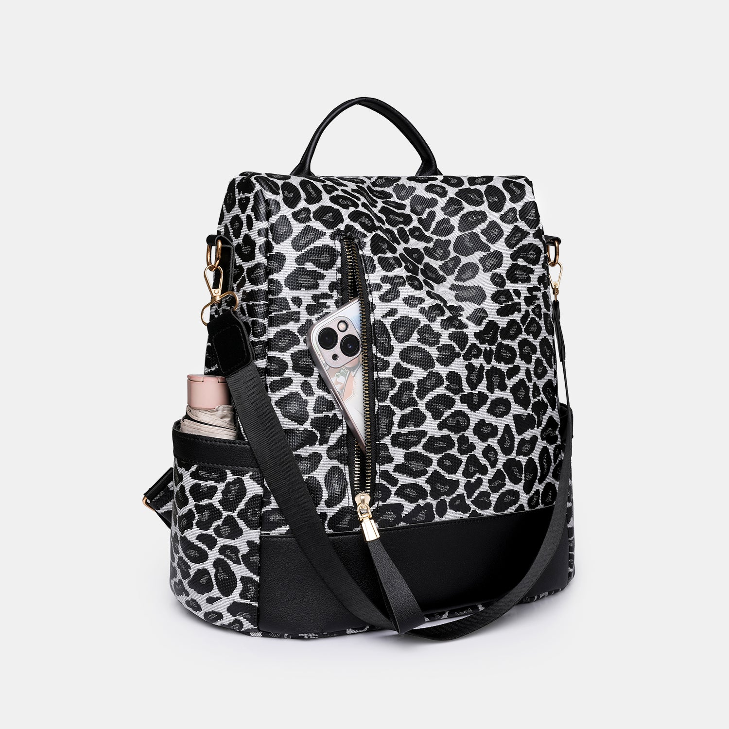 Sac à dos en cuir PU léopard
