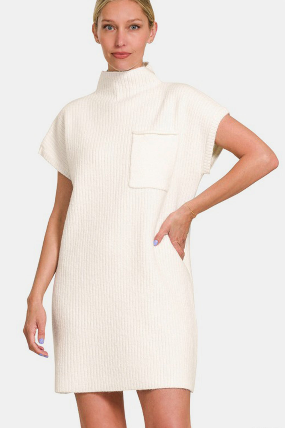 Robe mini-pull à manches courtes Zenana