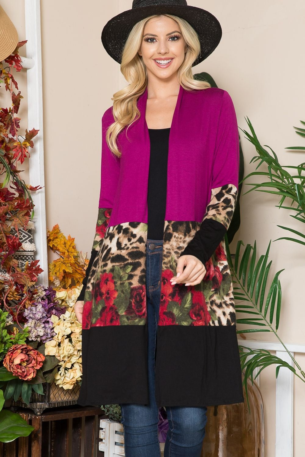Cardigan ouvert sur le devant à blocs de couleurs Celeste, grande taille