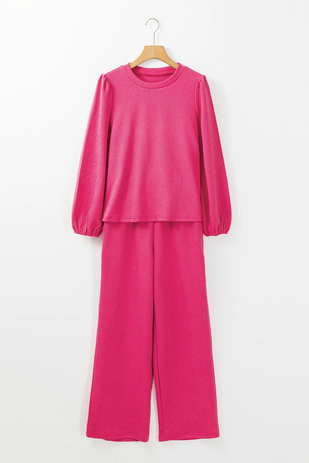 Ensemble haut à manches longues et pantalon à col rond