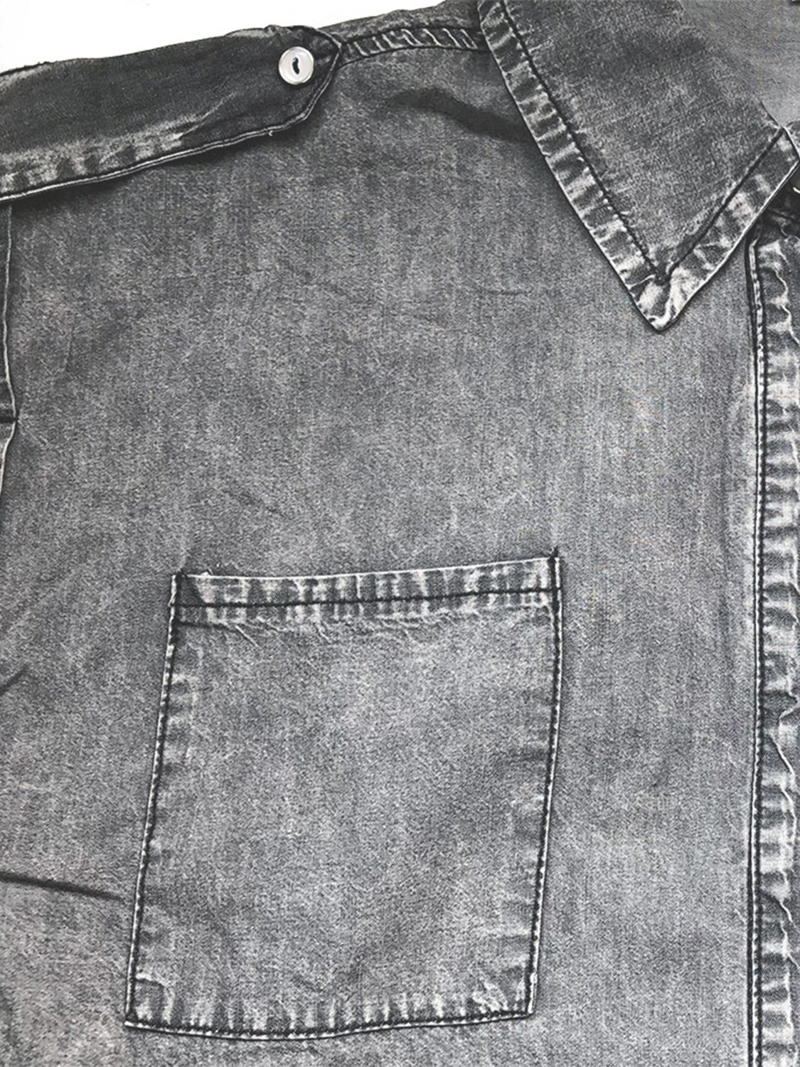 Haut en jean à col et manches courtes