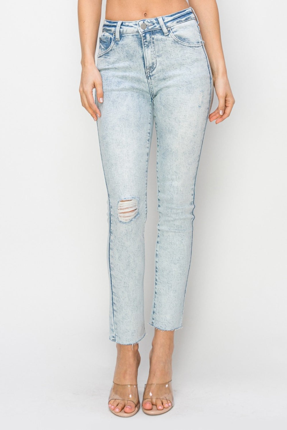 Jean skinny taille haute effet vieilli Risen