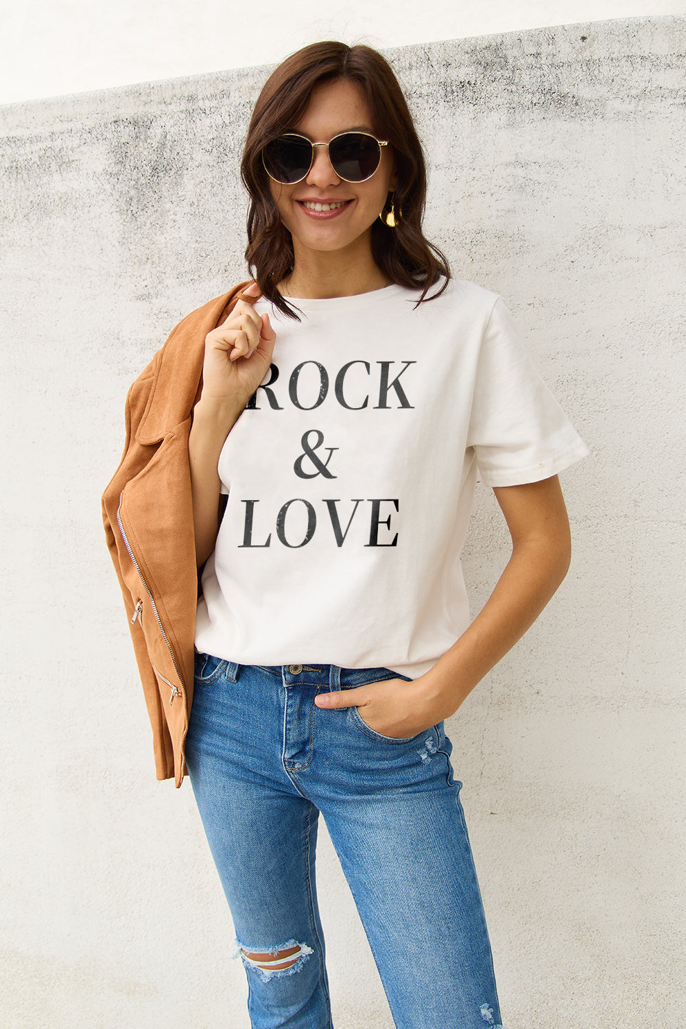 Simply Love Full Size ROCK & LOVE Short Sleeve T-Shirt